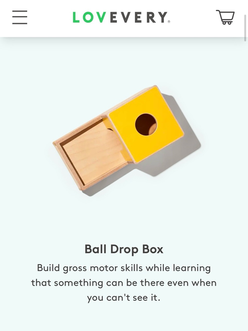 Ball Drop Box Wooden Toy with two wooden balls